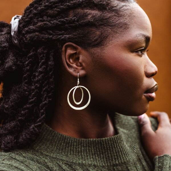 Silver Eclipse Duo Circle Earrings