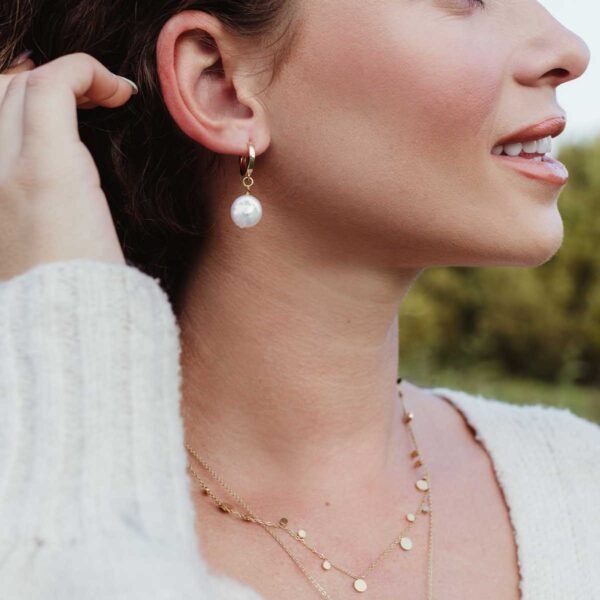 Grace Pearl Huggie Earrings